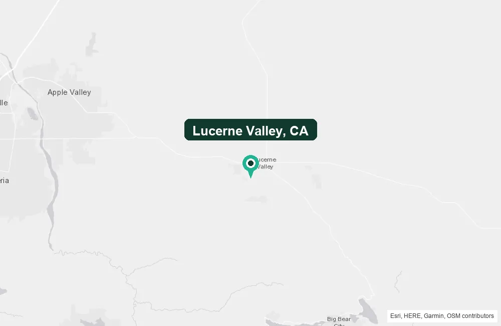 Map of Lucerne Valley, California and the surrounding San Bernardino County area service area